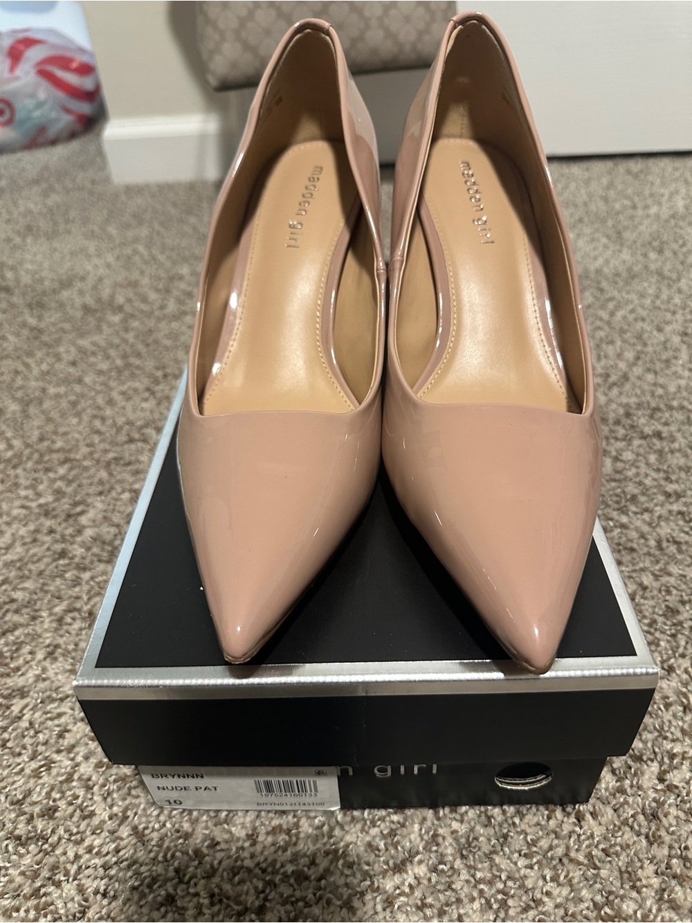 Nude Patent Pointed Toe Pumps -